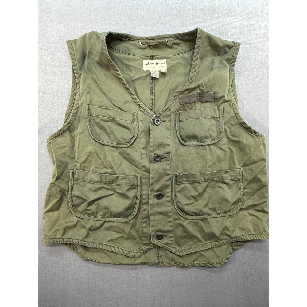 Vintage Eddie Bauer Tactical Vest Hunting Shooting Fishing Green Size XL